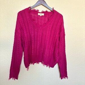 Vici Distressed V-Neck Sweater